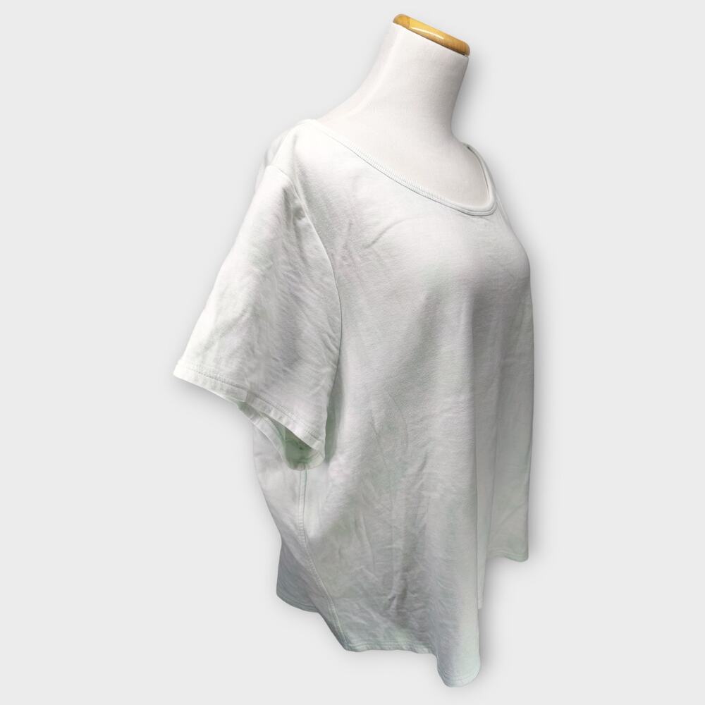 Womens Athleta Activewear White and Light Green Short Sleeve Top Size 3X - Picture 1 of 7